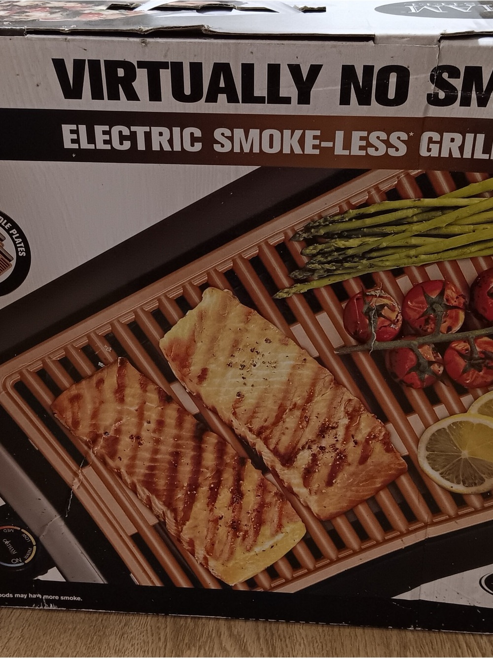 Electric Smoke-Less Grill with Copper-Colored Grill Plates NEVER USED